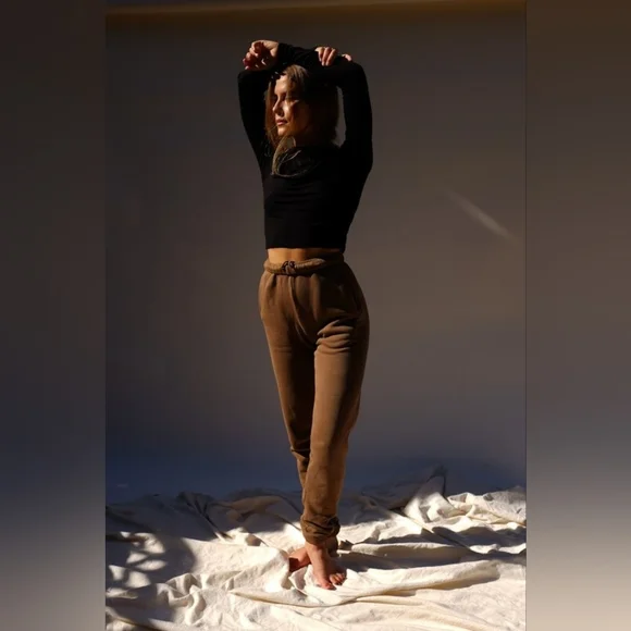 Joah Brown Classic Crewneck Long Sleeve Crop Top Xs/s Genty Used - Picture 2 of 8